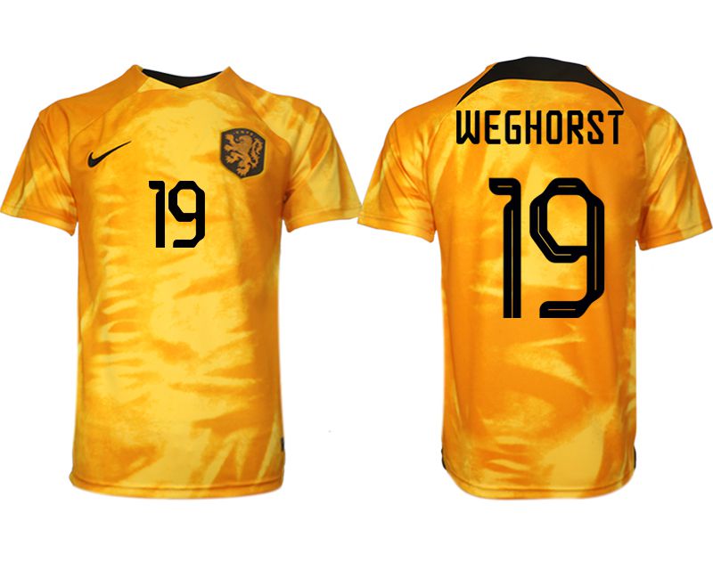Cheap Men 2022 World Cup National Team Netherlands home aaa version yellow 19 Soccer Jersey